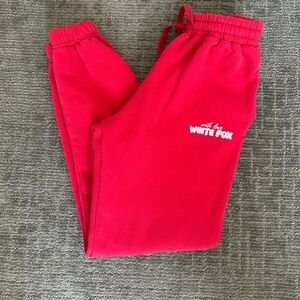 White Fox Red Sweatpants